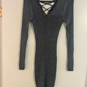 Elegant Gray Knit Dress